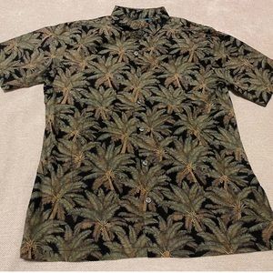 Tori Richard Honolulu Hawaiian Palms Made In USA Button Up Shirt Men's Medium